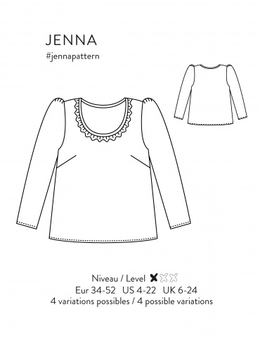 Jenna blouse or dress sewing pattern paper version with free sew along ...